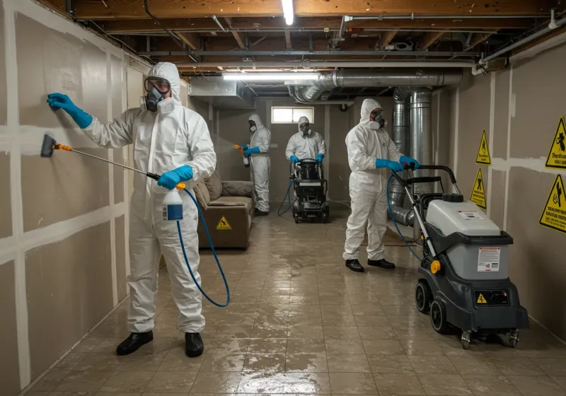 Basement Moisture Removal and Structural Drying process in Bakersville, NC